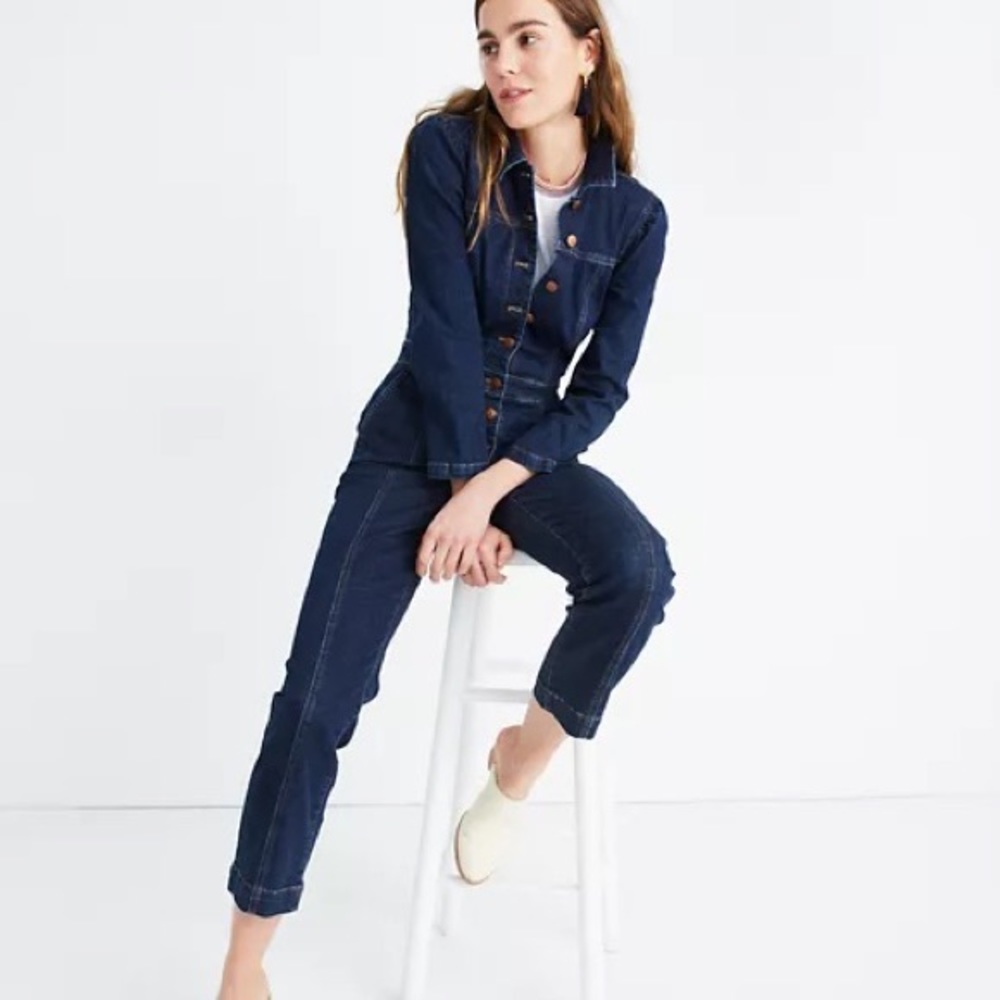 Madewell Denim Puff-Sleeve Jumpsuit Size 00